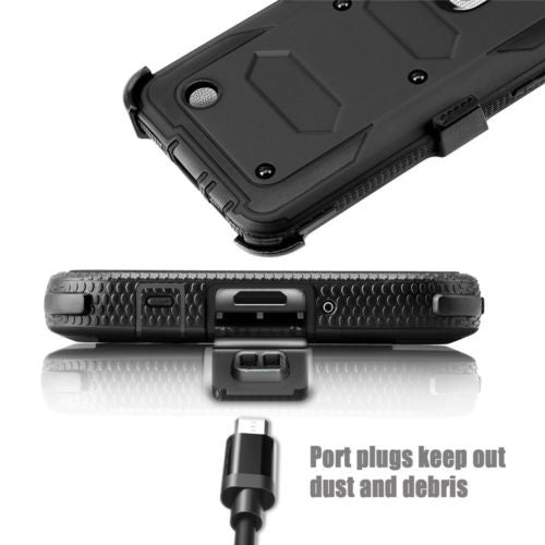LG ARISTO holster case with screen protector - black - www.coverlabusa.com