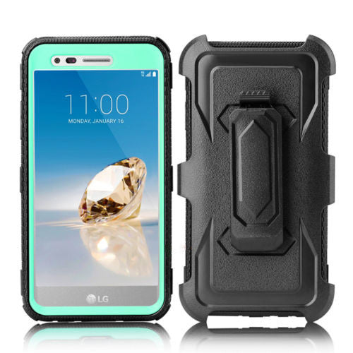 LG ARISTO holster case with screen protector - teal - www.coverlabusa.com
