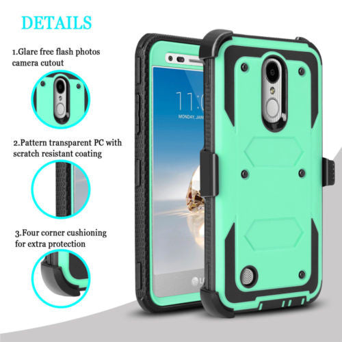 LG ARISTO holster case with screen protector - teal - www.coverlabusa.com