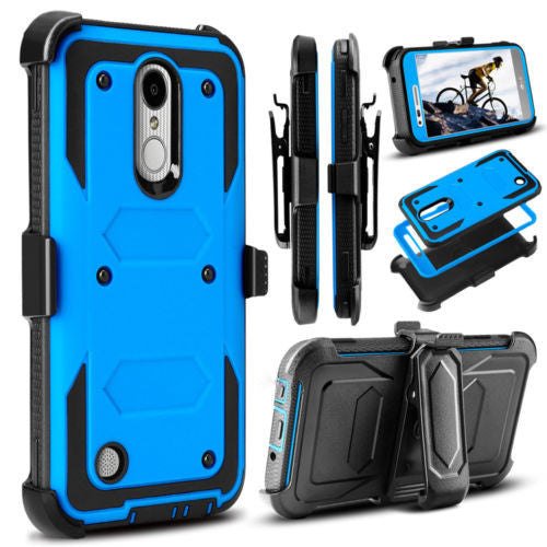 LG ARISTO holster case with screen protector - blue - www.coverlabusa.com