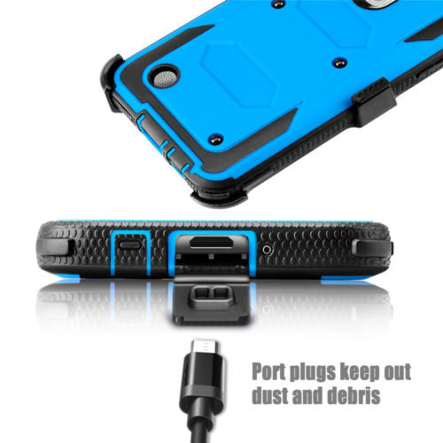 LG ARISTO holster case with screen protector - blue - www.coverlabusa.com