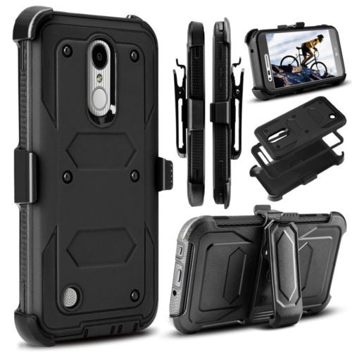 LG ARISTO holster case with screen protector - black - www.coverlabusa.com