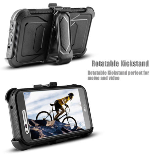 LG ARISTO holster case with screen protector - black - www.coverlabusa.com