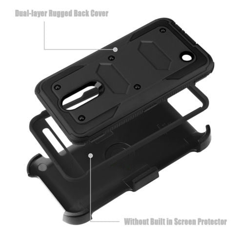 LG ARISTO holster case with screen protector - black - www.coverlabusa.com