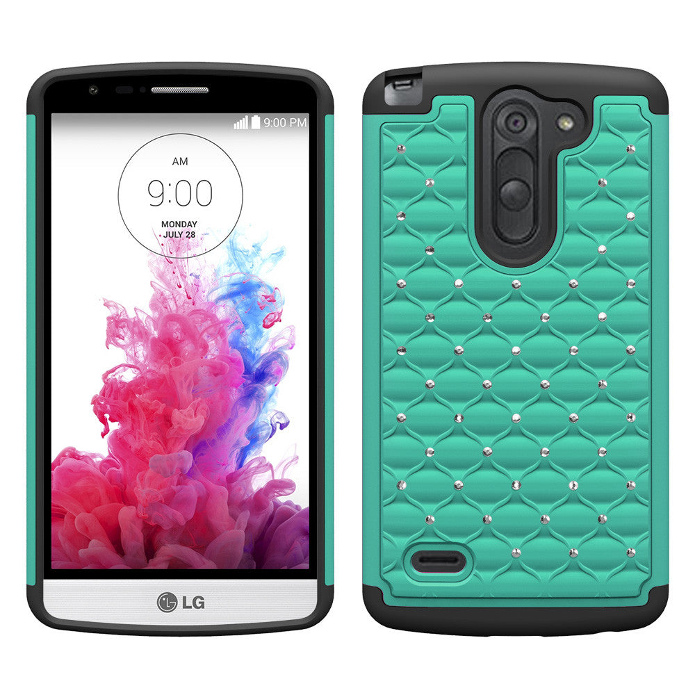 LG G3 Stylus Rhinestone Case - Teal/Black - www.coverlabusa.com