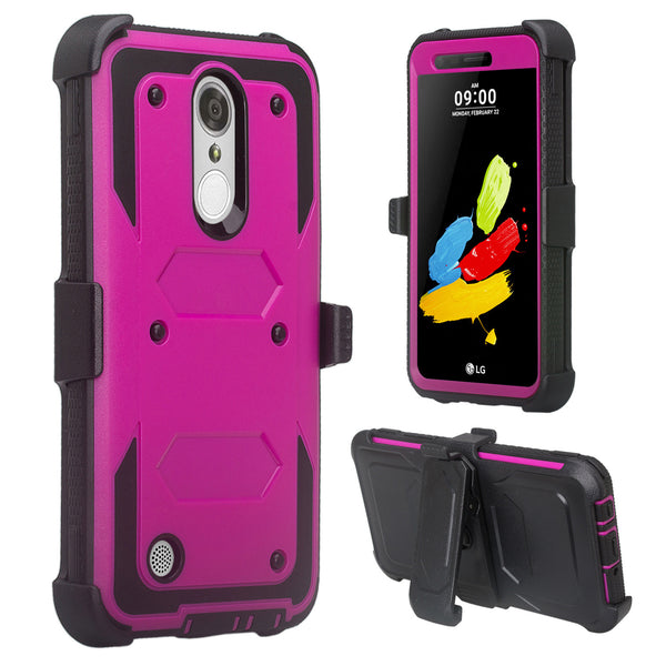 LG ARISTO holster case with screen protector - purple - www.coverlabusa.com