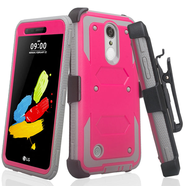 LG ARISTO holster case with screen protector - hot pink - www.coverlabusa.com