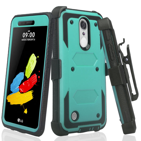 LG ARISTO holster case with screen protector - teal - www.coverlabusa.com