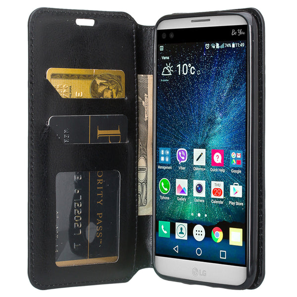 LG K4 (2017) | Fortune | Phoenix 3 | LV1 | M150 leather wallet case - black - www.coverlabusa.com