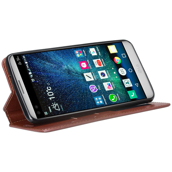 LG K4 (2017) | Fortune | Phoenix 3 | LV1 | M150 leather wallet case - brown - www.coverlabusa.com