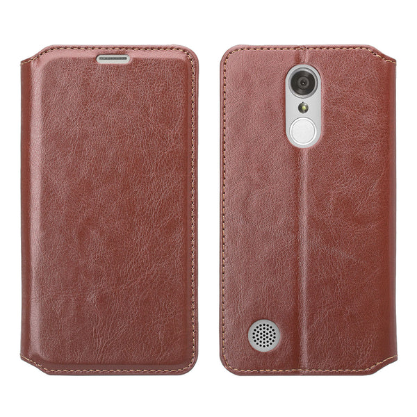 LG K4 (2017) | Fortune | Phoenix 3 | LV1 | M150 leather wallet case - brown - www.coverlabusa.com