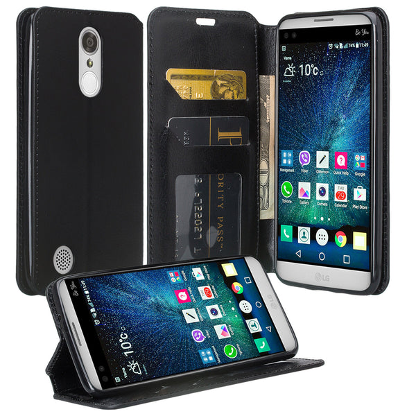 LG K4 (2017) | Fortune | Phoenix 3 | LV1 | M150 leather wallet case - black - www.coverlabusa.com