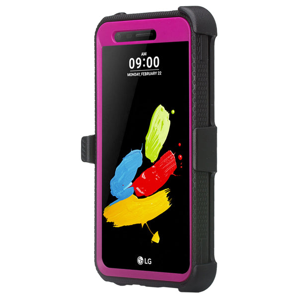 LG ARISTO holster case with screen protector - purple - www.coverlabusa.com