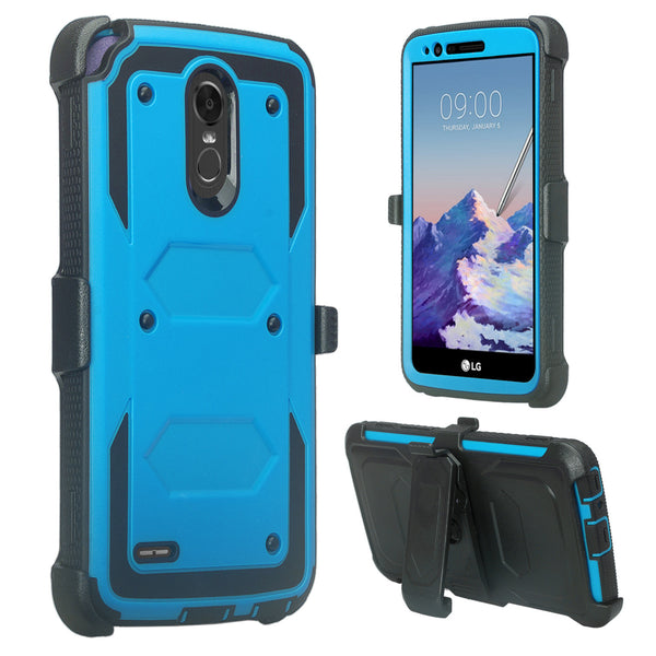 LG Stylo 3 heavy duty holster case - Blue - www.coverlabusa.com