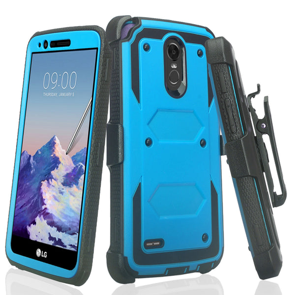 LG Stylo 3 heavy duty holster case - Blue - www.coverlabusa.com