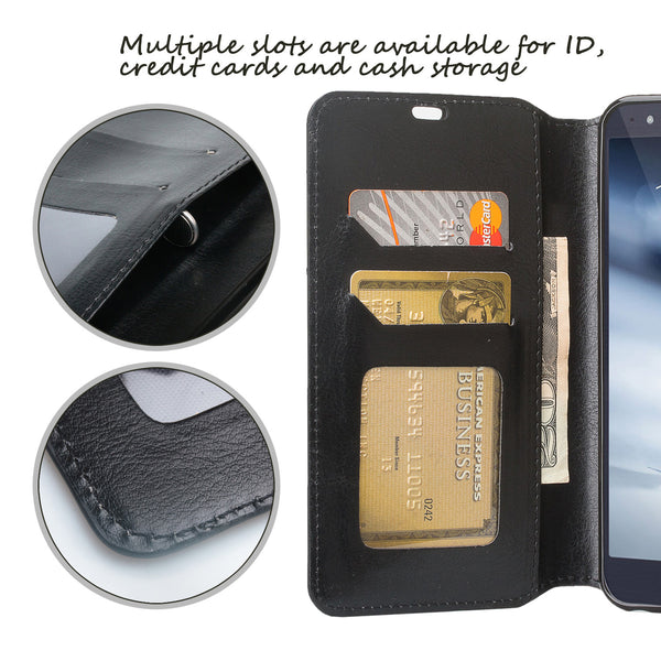 lg aristo 4 plus wallet case - black - www.coverlabusa.com
