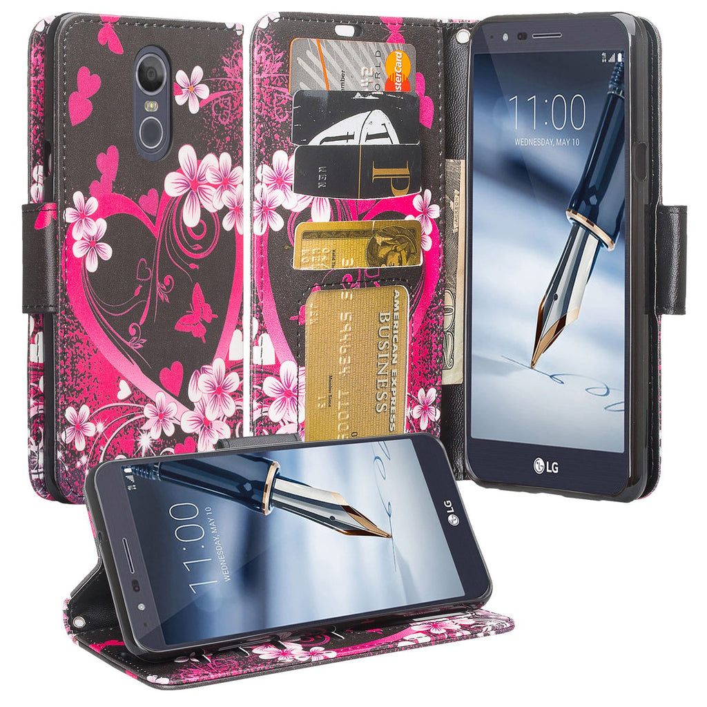 lg aristo 4 plus wallet case - heart butterflies - www.coverlabusa.com