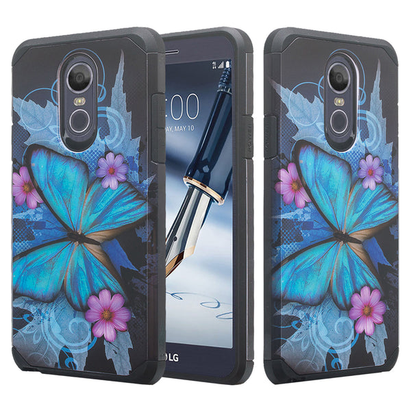 lg aristo 4 plus hybrid case - blue butterfly - www.coverlabusa.com