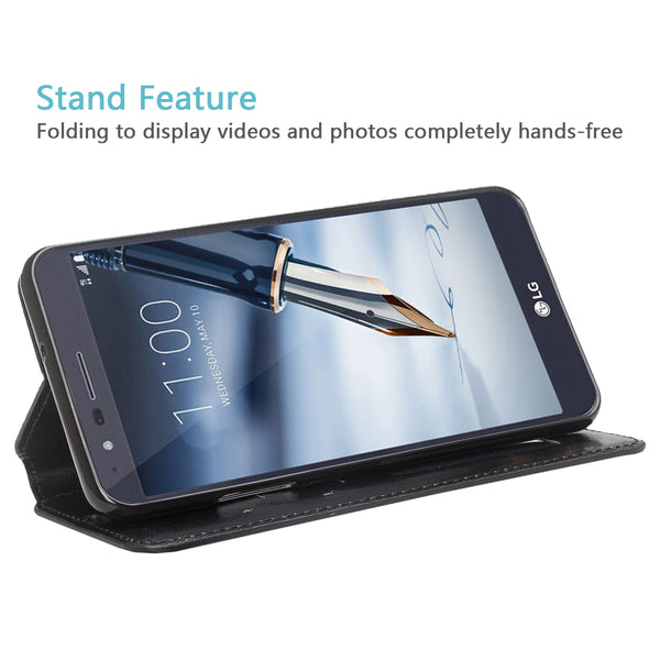 lg aristo 4 plus wallet case - black - www.coverlabusa.com