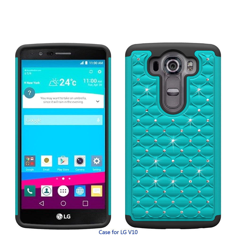 LG V10 Rhinestone Case - teal/black - www.coverlabusa.com