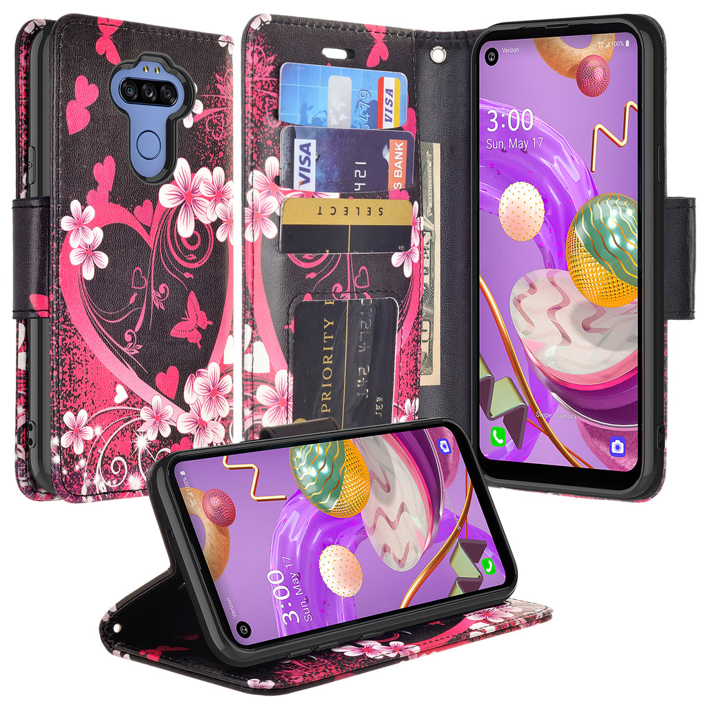 lg aristo 5 plus wallet case - heart butterflies - www.coverlabusa.com