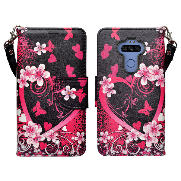 lg aristo 5 plus wallet case - heart butterflies - www.coverlabusa.com