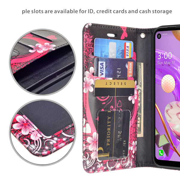lg aristo 5 plus wallet case - heart butterflies - www.coverlabusa.com