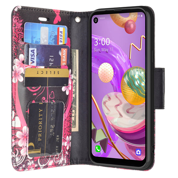 lg aristo 5 plus wallet case - heart butterflies - www.coverlabusa.com