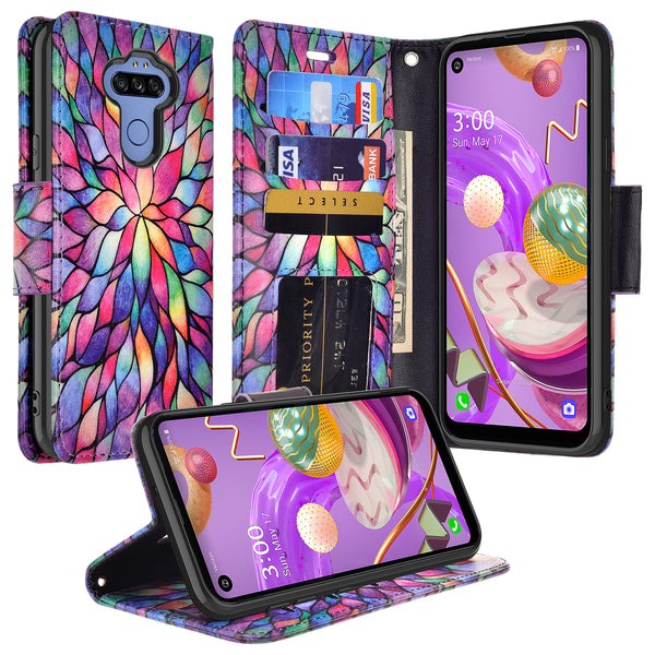 lg aristo 5 plus wallet case - rainbow flower - www.coverlabusa.com