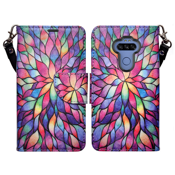 lg aristo 5 plus wallet case - rainbow flower - www.coverlabusa.com
