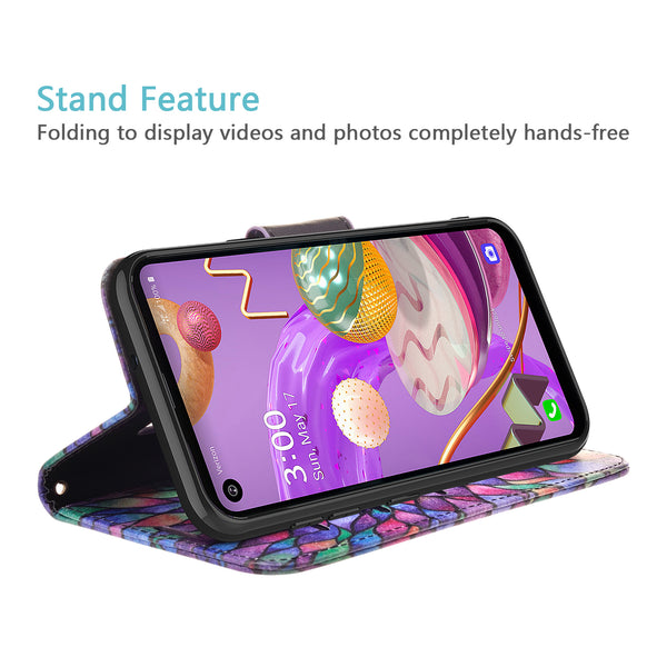 lg aristo 5 plus wallet case - rainbow flower - www.coverlabusa.com