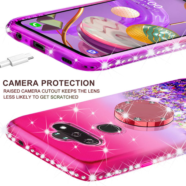glitter phone case for lg aristo 5 plus - hot pink/purple gradient - www.coverlabusa.com