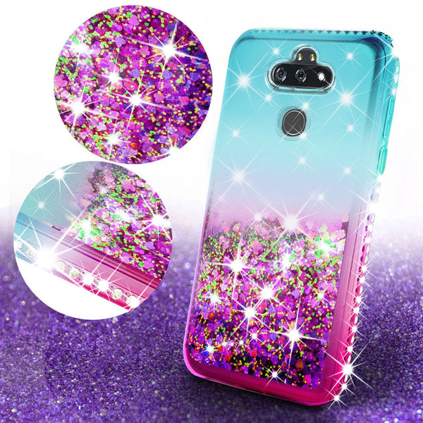 glitter phone case for lg aristo 5 plus - pink/teal gradient - www.coverlabusa.com