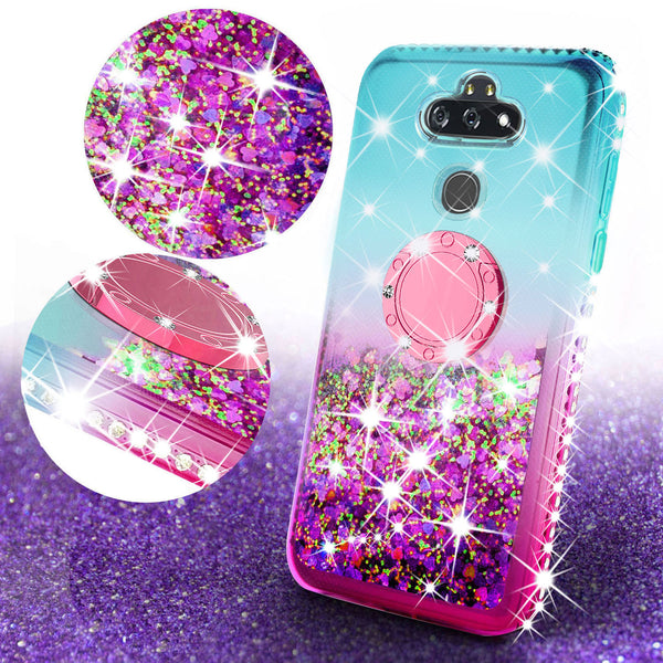 glitter phone case for lg aristo 5 plus - pink/teal gradient - www.coverlabusa.com