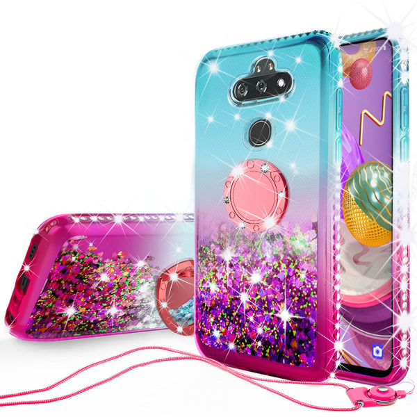 glitter phone case for lg aristo 5 plus - pink/teal gradient - www.coverlabusa.com