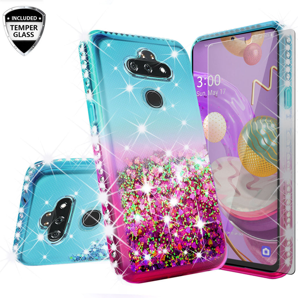 glitter phone case for lg aristo 5 plus - pink/teal gradient - www.coverlabusa.com