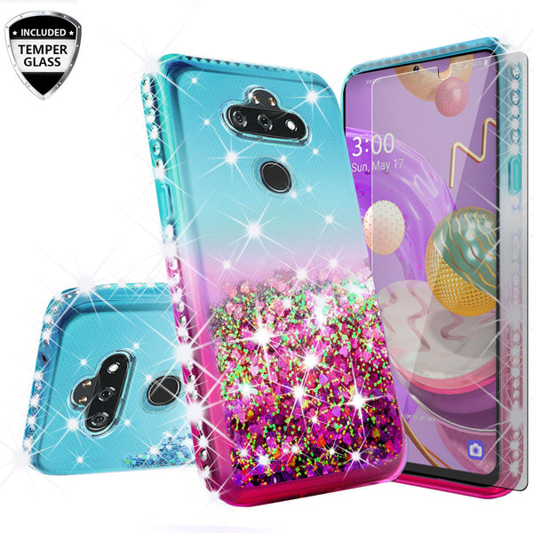 glitter phone case for lg aristo 5 plus - pink/teal gradient - www.coverlabusa.com