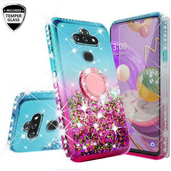 glitter phone case for lg aristo 5 plus - pink/teal gradient - www.coverlabusa.com