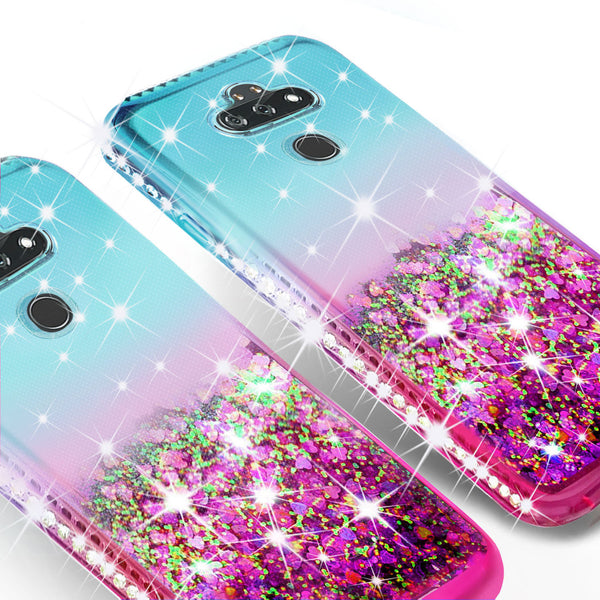 glitter phone case for lg aristo 5 plus - pink/teal gradient - www.coverlabusa.com