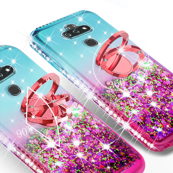 glitter phone case for lg aristo 5 plus - pink/teal gradient - www.coverlabusa.com