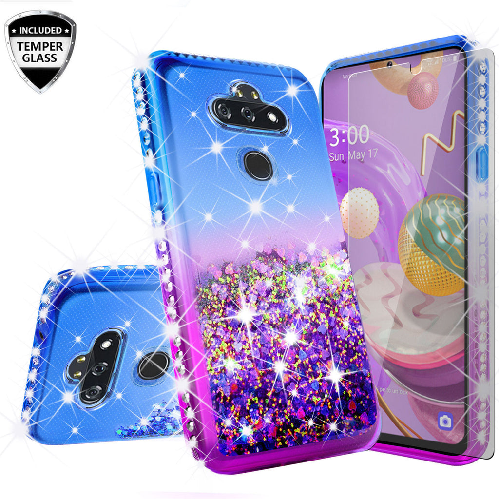 glitter phone case for lg aristo 5 plus - blue/purple gradient - www.coverlabusa.com