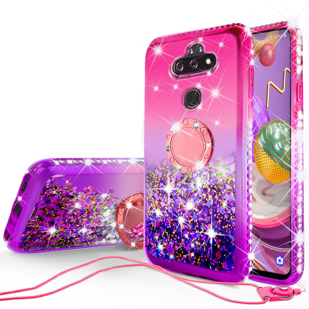 glitter phone case for lg aristo 5 plus - hot pink/purple gradient - www.coverlabusa.com