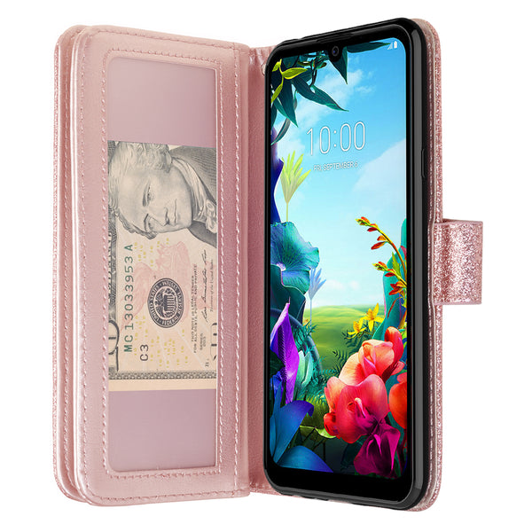 lg stylo 6 glitter wallet case - rose gold - www.coverlabusa.com