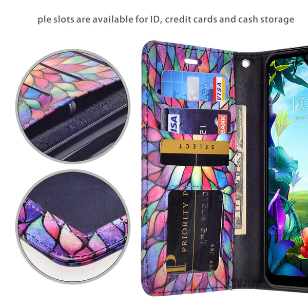 lg stylo 6 wallet case - rainbow flower - www.coverlabusa.com