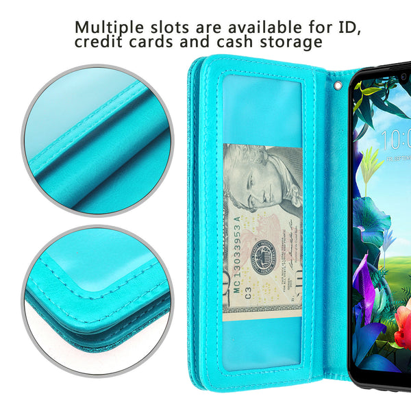 lg stylo 6 glitter wallet case - teal - www.coverlabusa.com