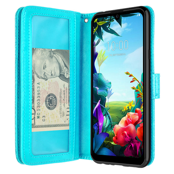 lg stylo 6 glitter wallet case - teal - www.coverlabusa.com