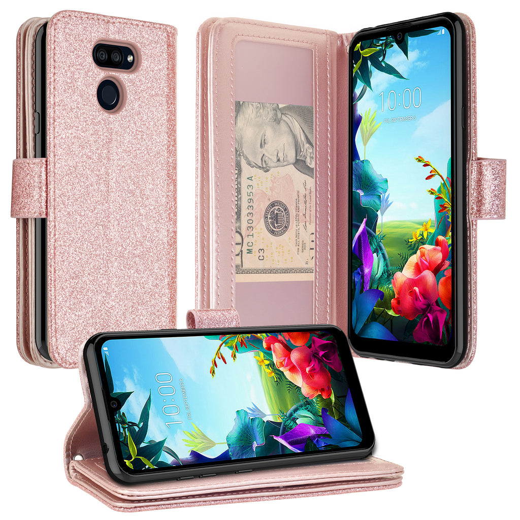 lg stylo 6 glitter wallet case - rose gold - www.coverlabusa.com