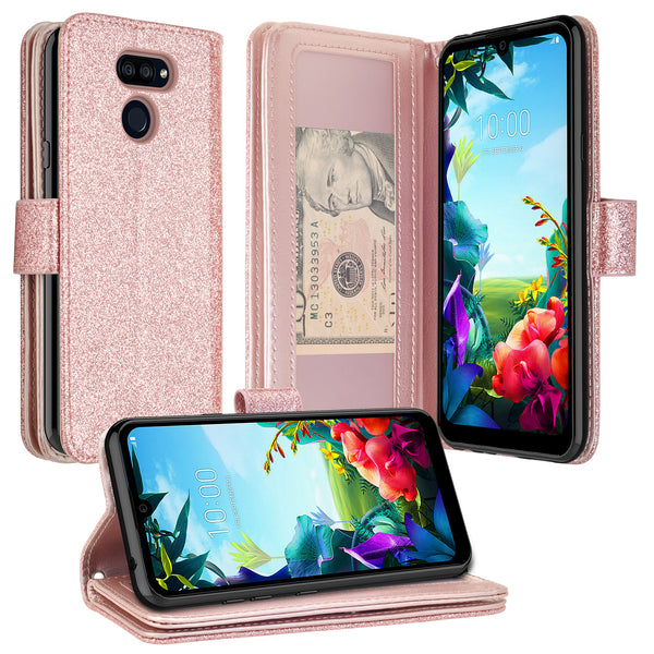 lg stylo 6 glitter wallet case - rose gold - www.coverlabusa.com