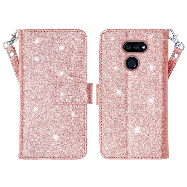 lg stylo 6 glitter wallet case - rose gold - www.coverlabusa.com