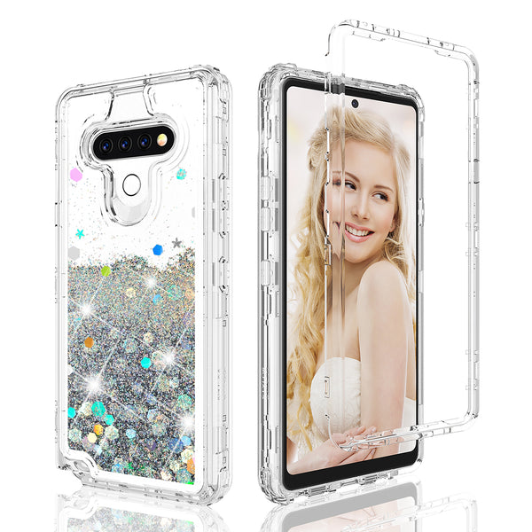 hard clear glitter phone case for lg aristo5 - clear - www.coverlabusa.com